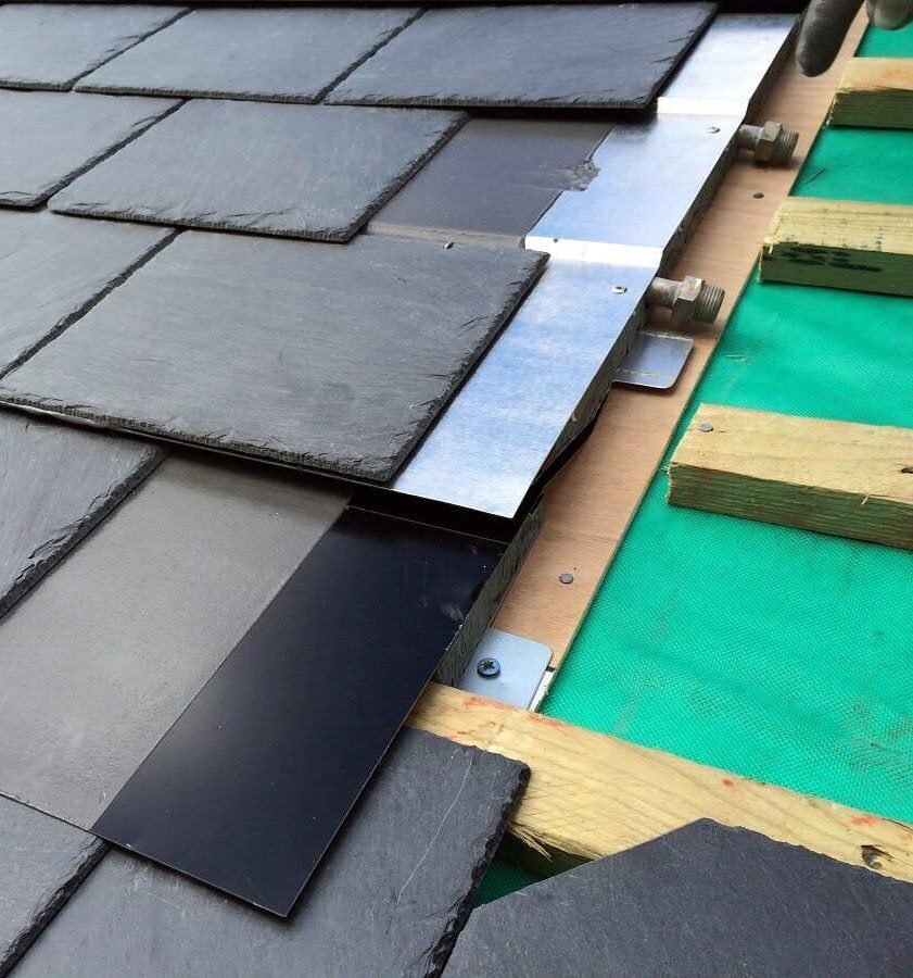 New slate roof installation